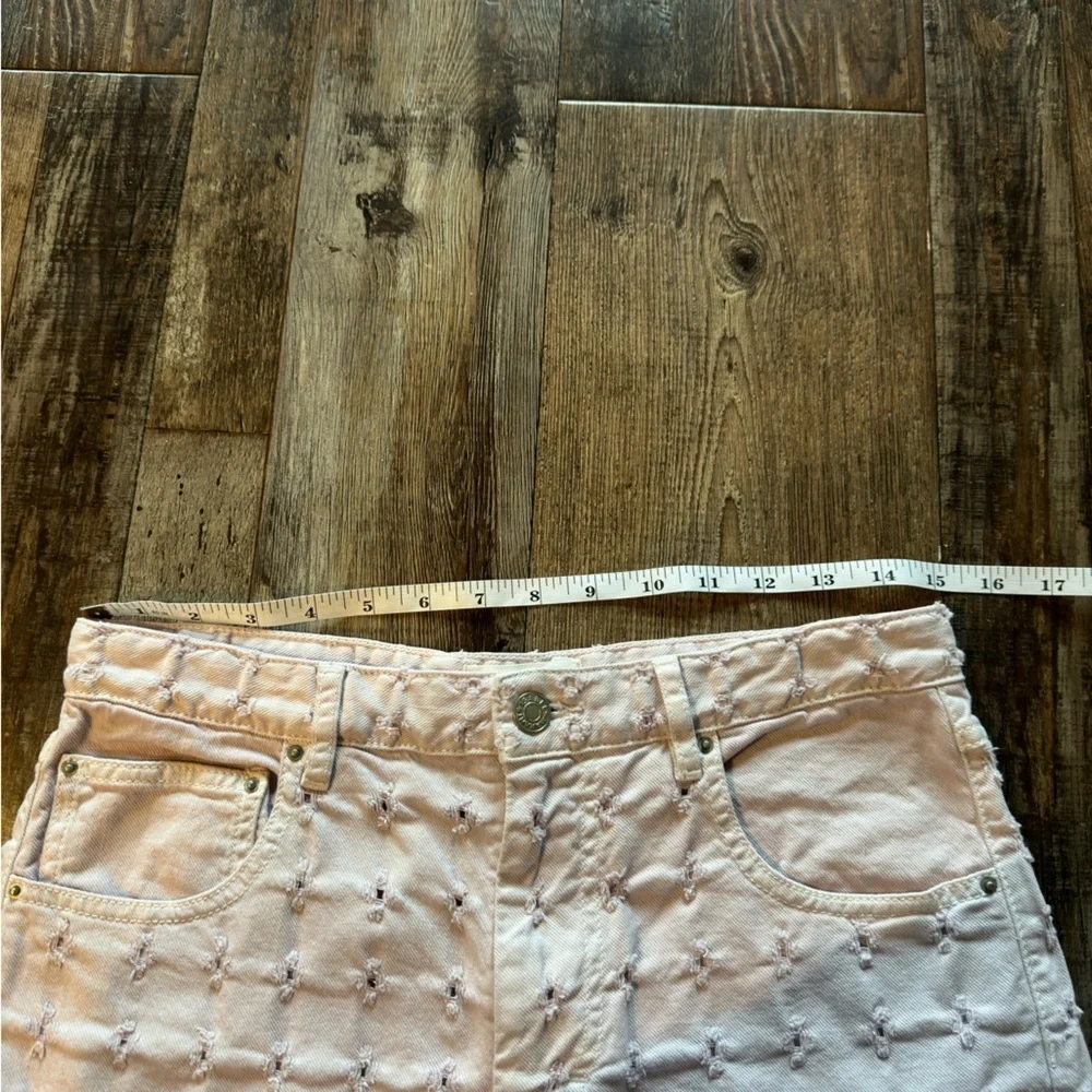 ISABEL MARANT Lesia Frayed Perforated Denim Shorts Lavender Size 36 or USA 4 - Picture 5 of 8